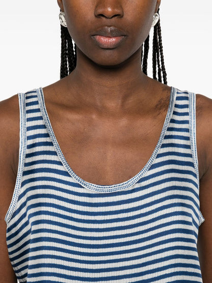 Pierre Louis Mascia Striped Silk Tank Top Blue