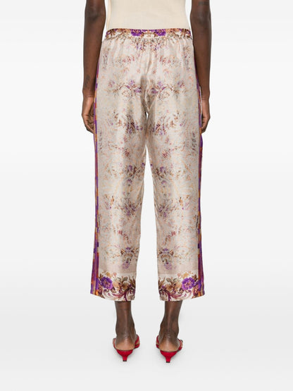 Pierre Louis Mascia Floral Silk Trousers Drawstring Pink Pink