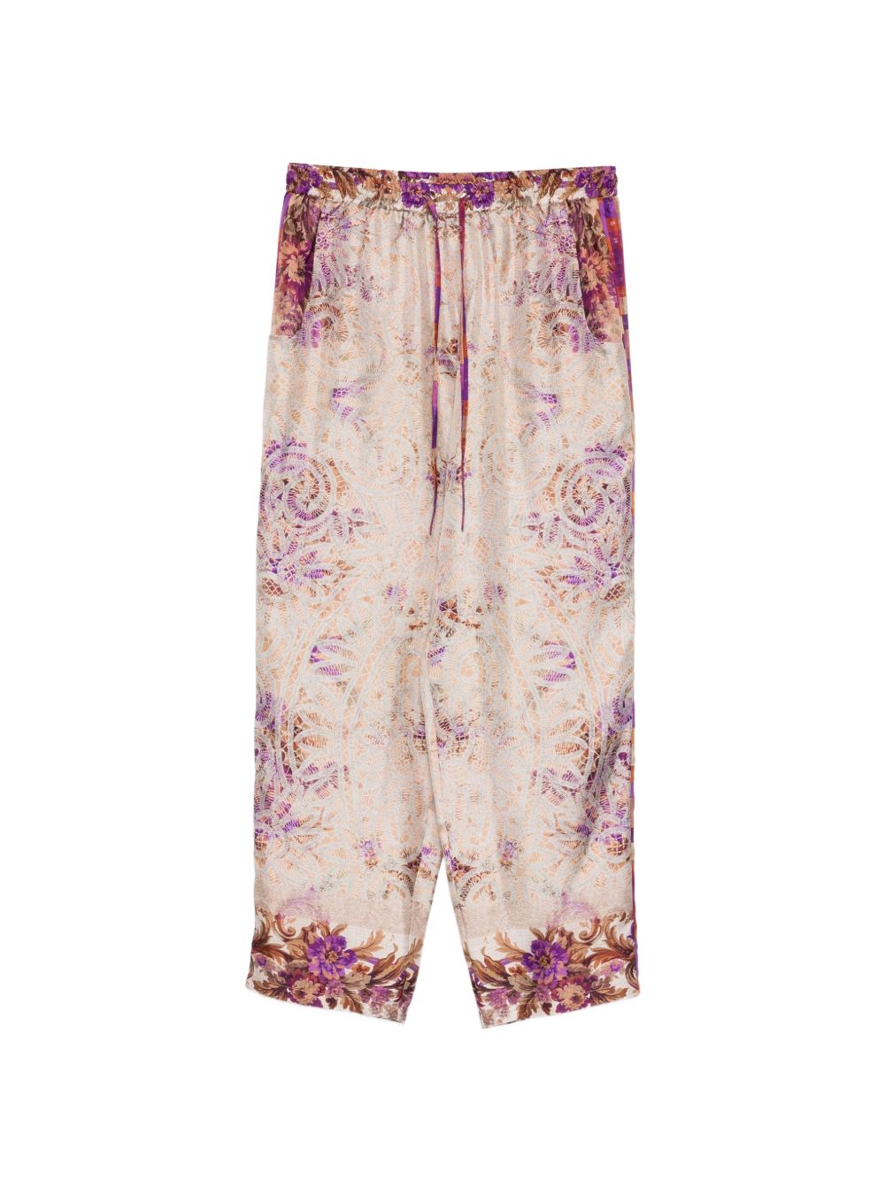 Pierre Louis Mascia Floral Silk Trousers Drawstring Pink Pink