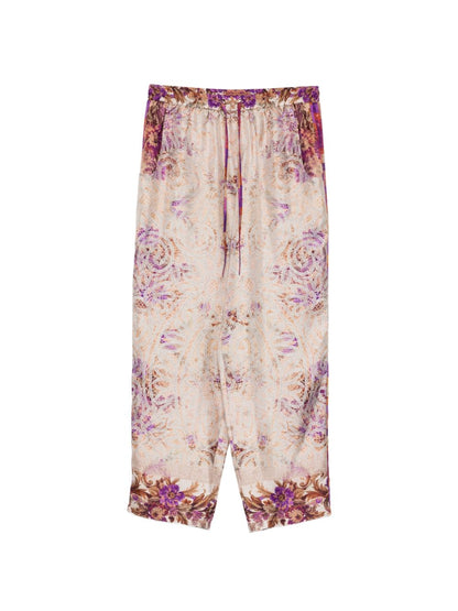 Pierre Louis Mascia Floral Silk Trousers Drawstring Pink Pink