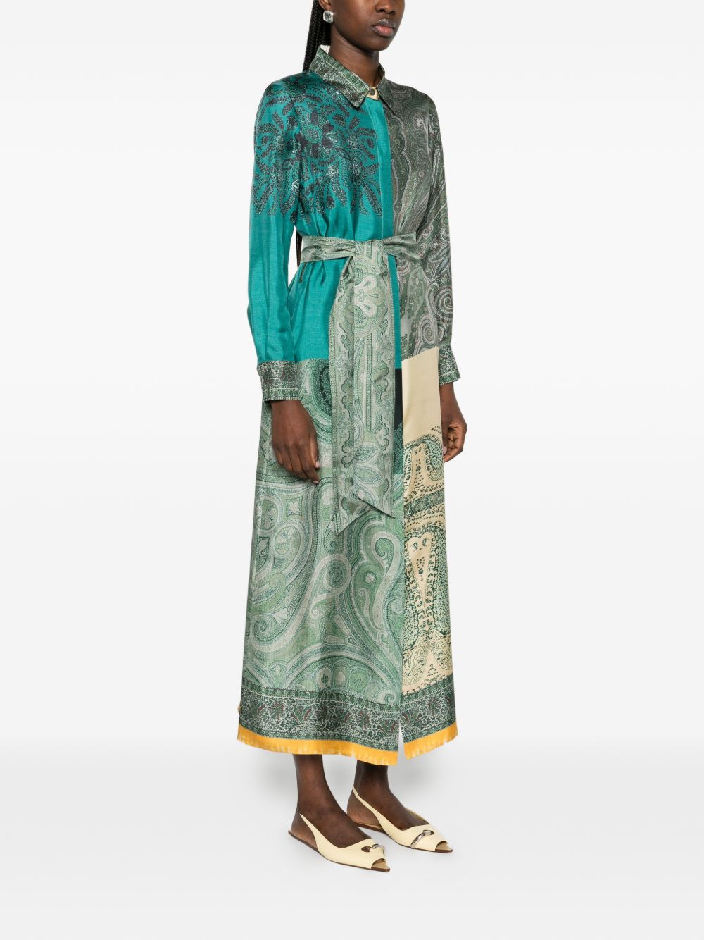 Pierre Louis Mascia Paisley Silk Shirt Dress Green green