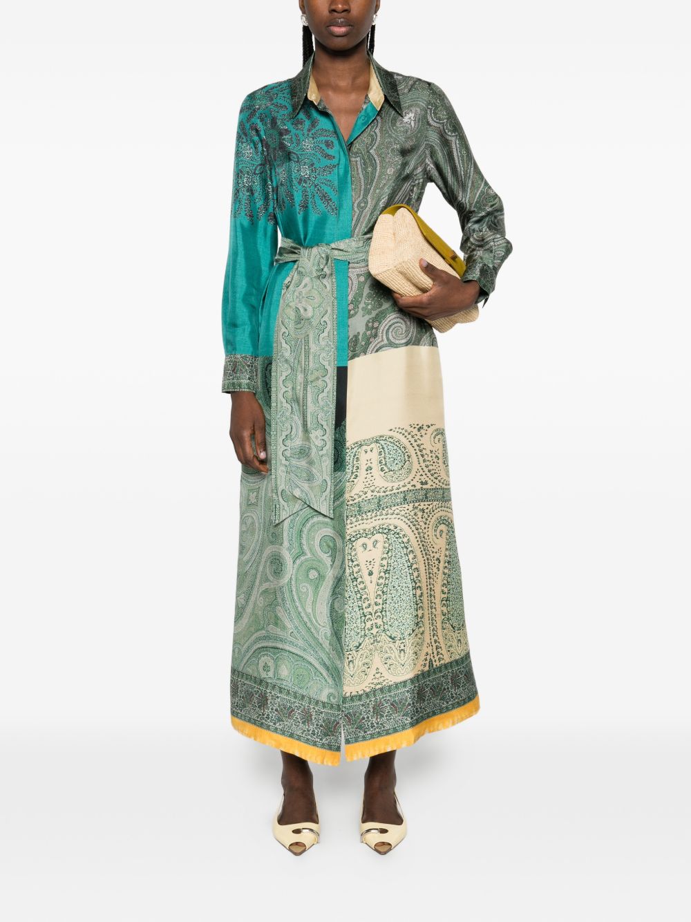 Pierre Louis Mascia Paisley Silk Shirt Dress Green green