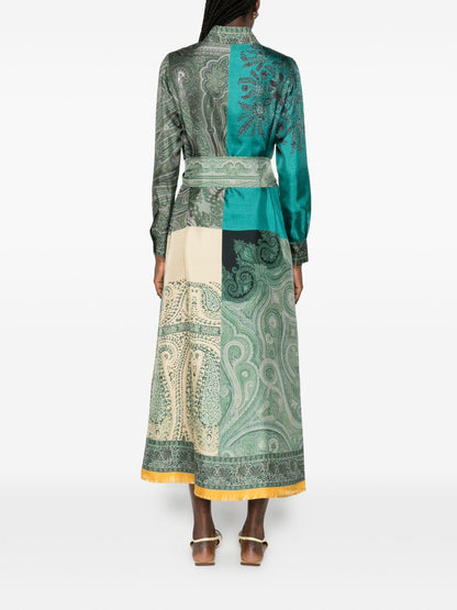 Pierre Louis Mascia Paisley Silk Shirt Dress Green green