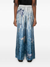 Pierre Louis Mascia Printed Silk Trousers Clear Blue