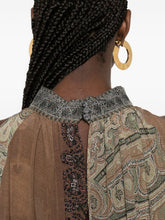 Pierre Louis Mascia Paisley Silk Sleeveless Dress Khaki