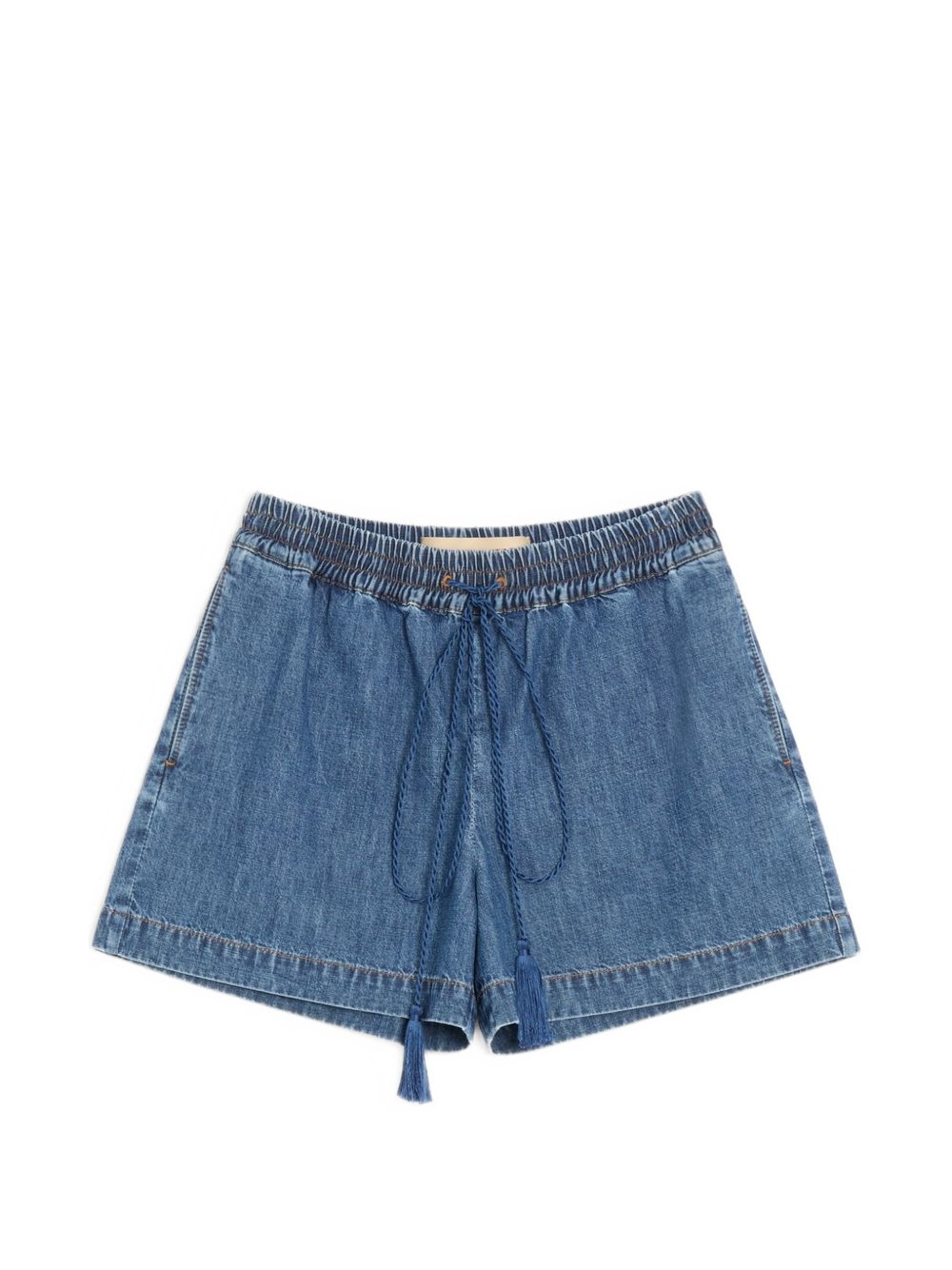 Valentino Chambray Drawstring Denim Shorts Blue