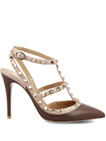 Valentino Garavani Patent Rockstud Caged Pump 100Mm BROWN