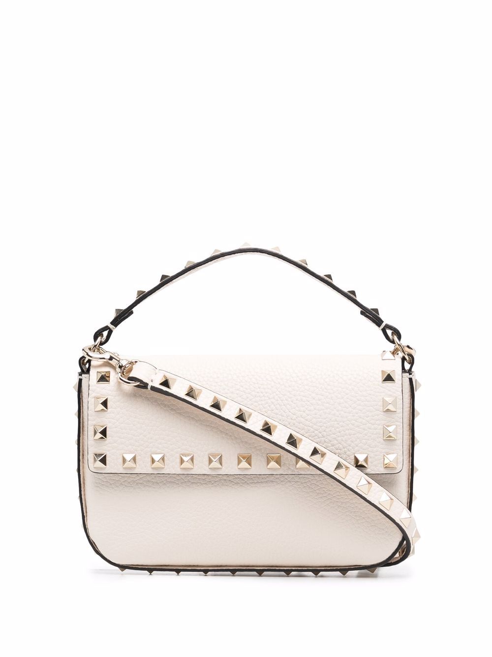 Valentino Garavani Rockstud Mini Leather Clutch Ivory ivory