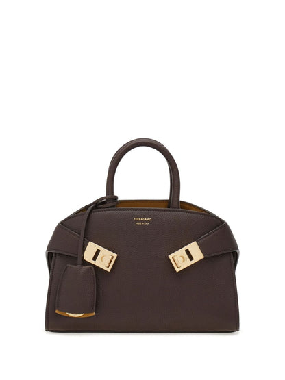 Ferragamo Hug Mini Leather Handbag Brown
