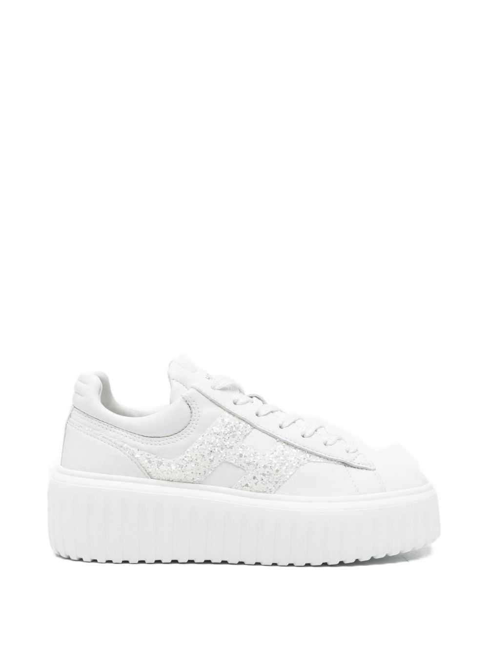 Hogan Platform Glitter Leather Sneakers White