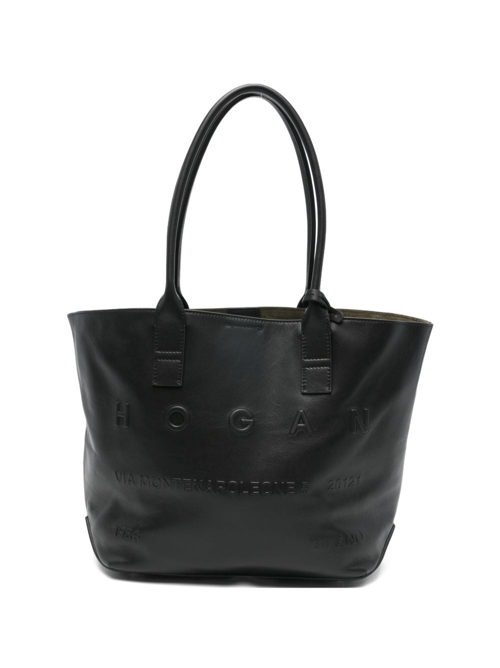 Hogan Small Embossed Leather Tote Black