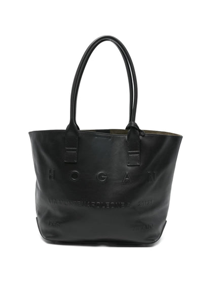 Hogan Small Embossed Leather Tote Black