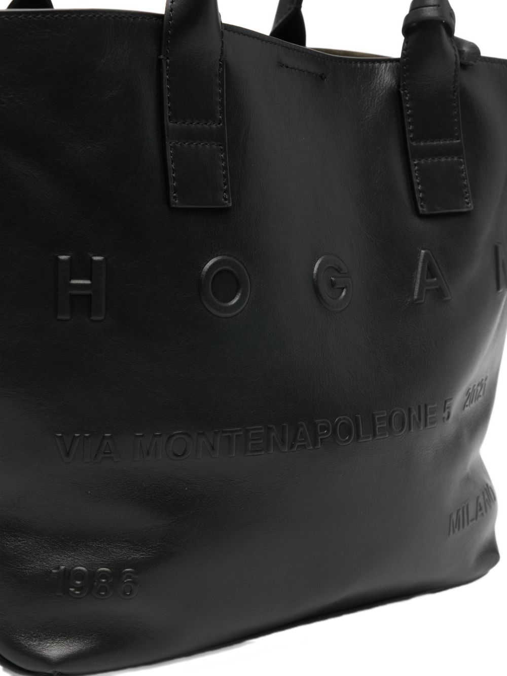 Hogan Small Embossed Leather Tote Black