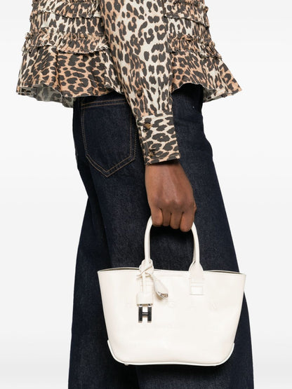 Hogan Mini Leather Tote Bag White