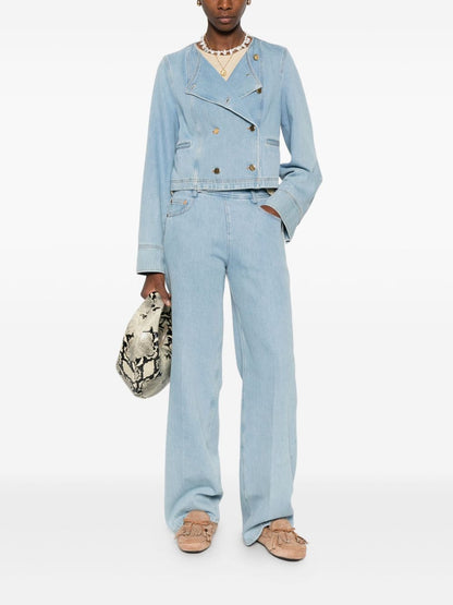 Forte Forte High-Waisted Denim Jeans Clear Blue