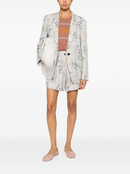 Forte Forte Floral Print Single-Breasted Blazer Powder powder