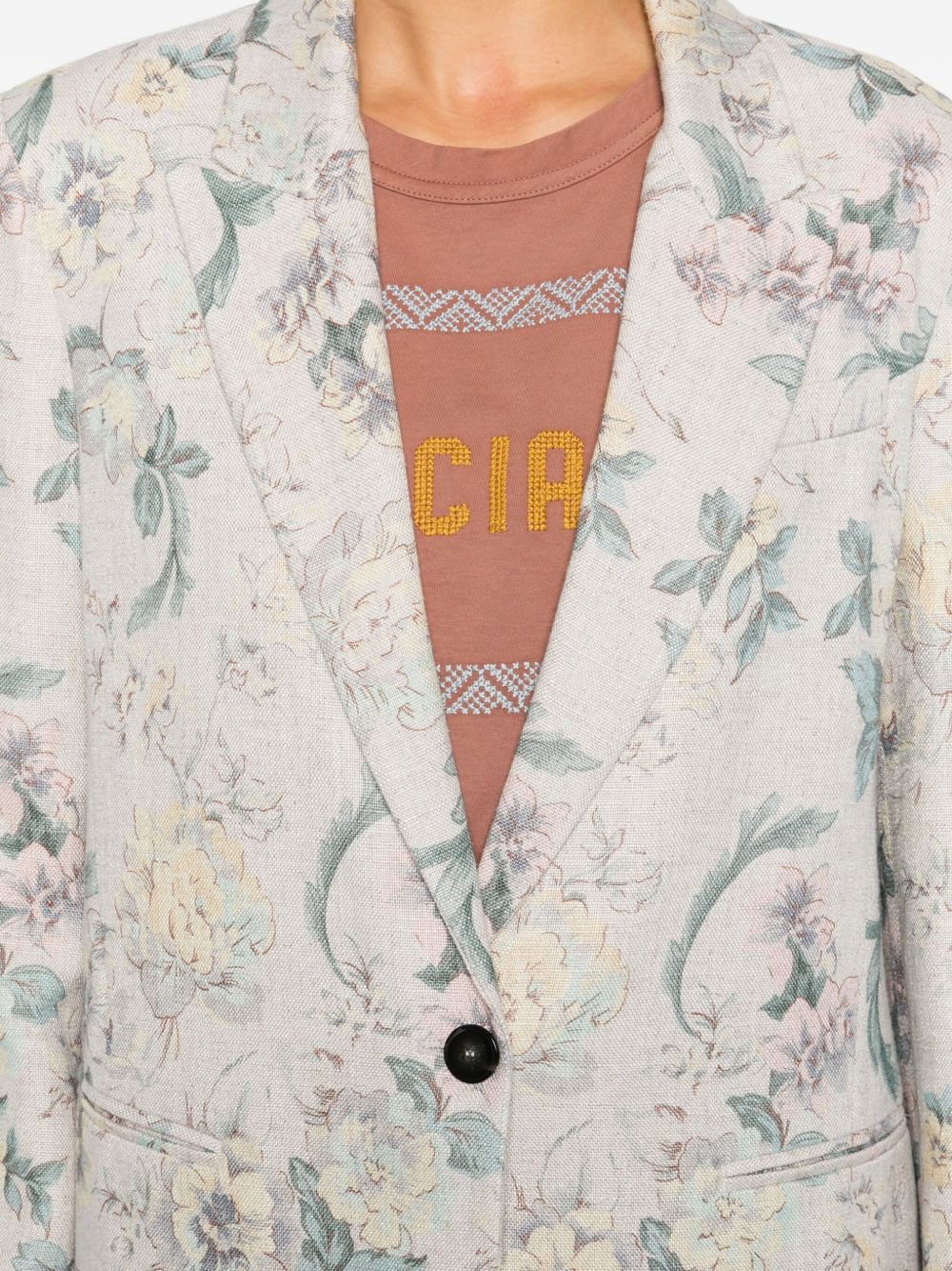 Forte Forte Floral Print Single-Breasted Blazer Powder powder