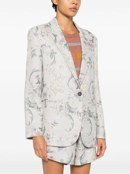 Forte Forte Floral Print Single-Breasted Blazer Powder powder