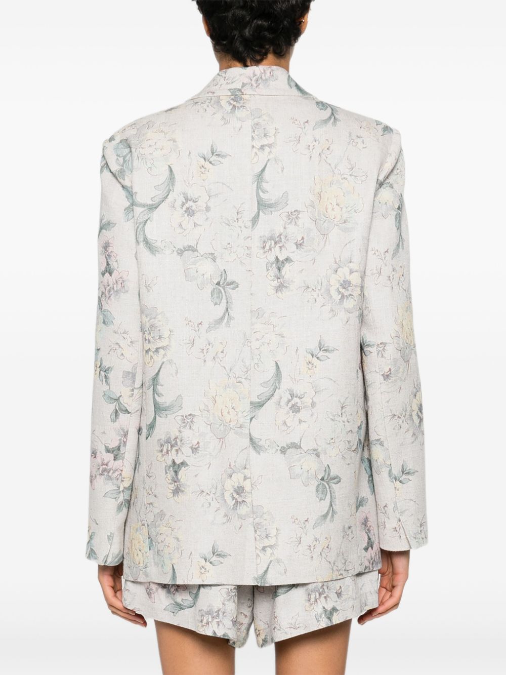 Forte Forte Floral Print Single-Breasted Blazer Powder powder