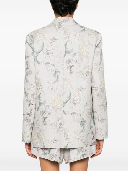 Forte Forte Floral Print Single-Breasted Blazer Powder powder