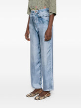 Pierre Louis Mascia Floral Silk Wide-Leg Trousers Clear Blue