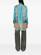 Pierre Louis Mascia Floral Silk Band Collar Shirt Clear Blue