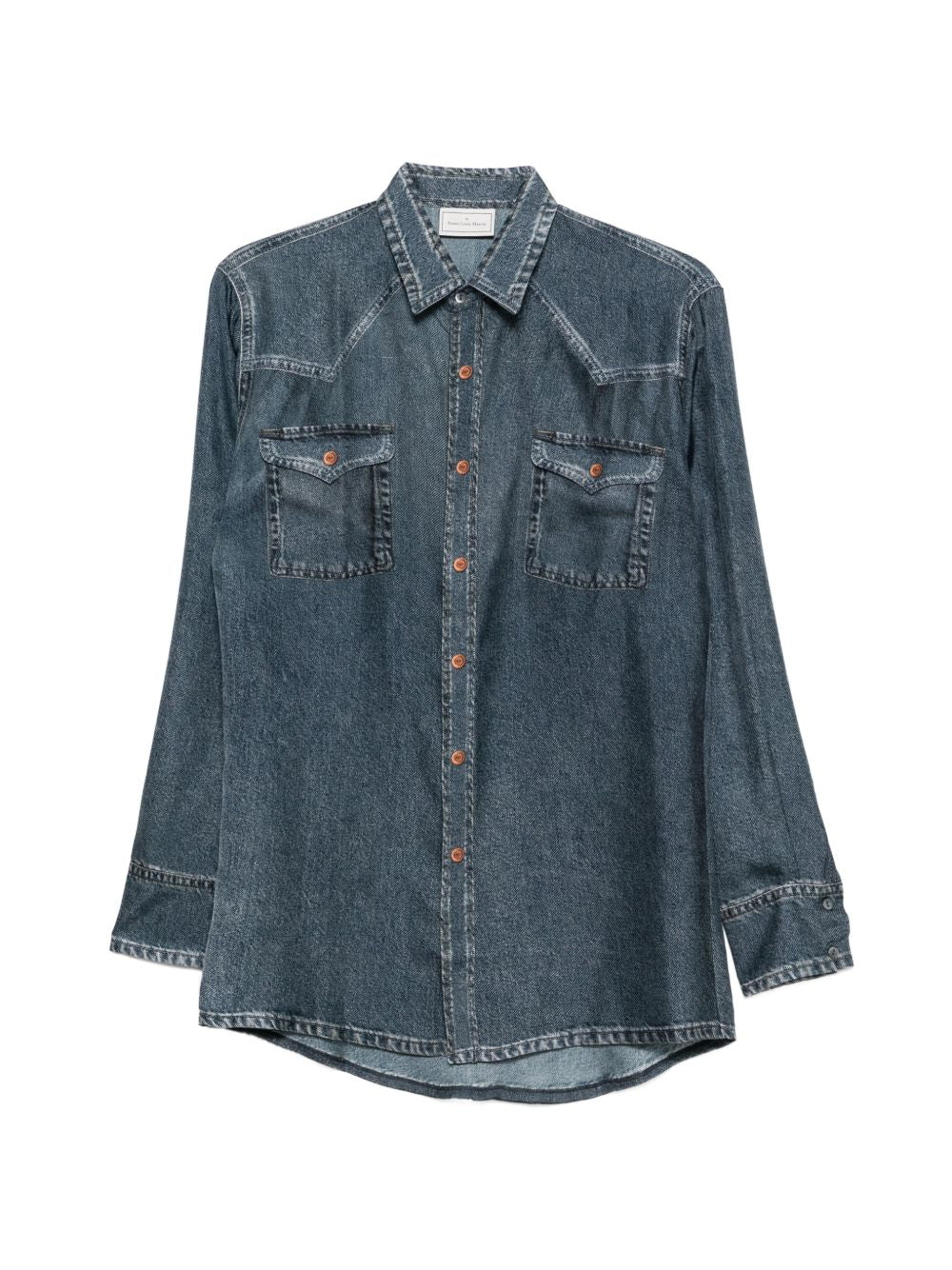 Pierre Louis Mascia Textured Silk Long Sleeve Shirt Blue