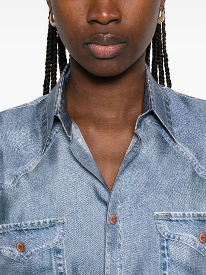 Pierre Louis Mascia Silk Patch Pocket Shirt Clear Blue
