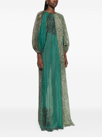 Pierre Louis Mascia Paisley Maxi Dress Green