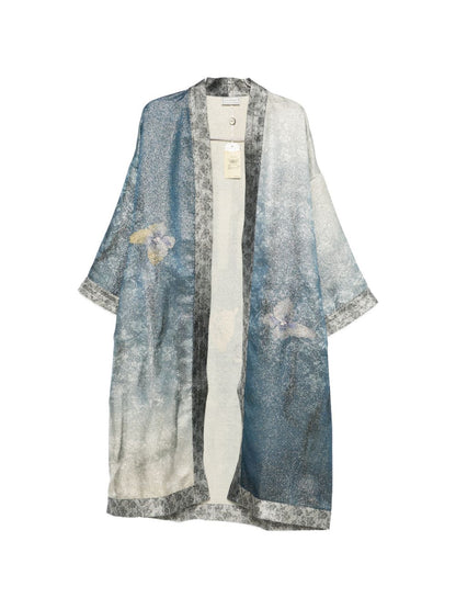 Pierre Louis Mascia Floral Kimono Jacket Clear Blue
