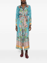 Pierre Louis Mascia Floral Silk Belted Dress Clear Blue