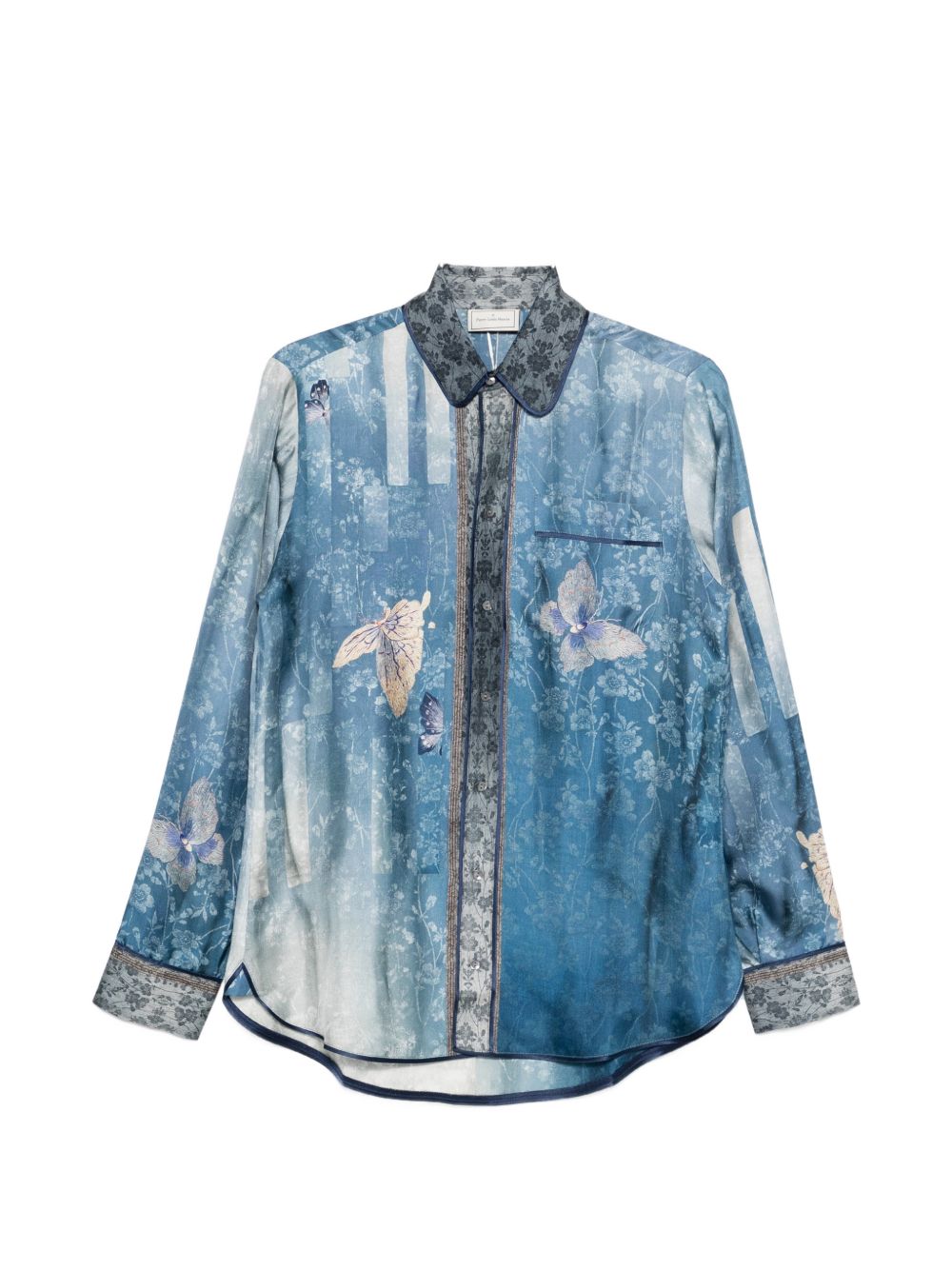 Pierre Louis Mascia Printed Silk Shirt Clear Blue