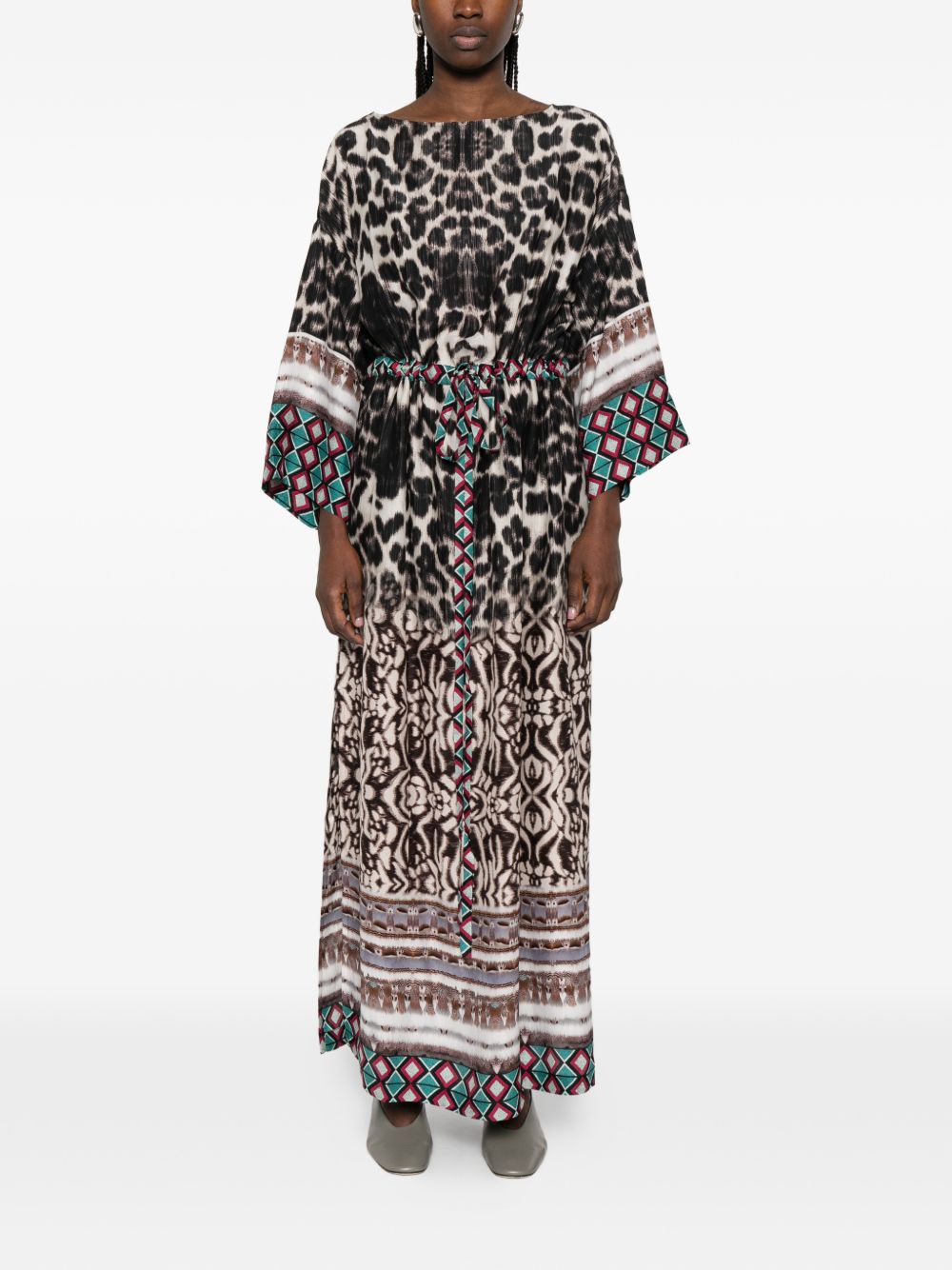 Pierre Louis Mascia Printed Silk Mini Dress Beige