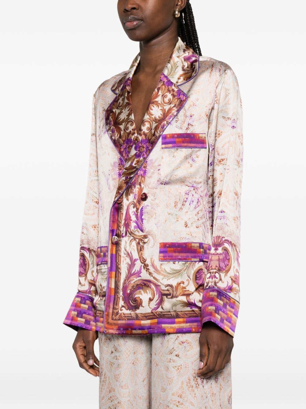 Pierre Louis Mascia Printed Silk Floral Jacket Pink