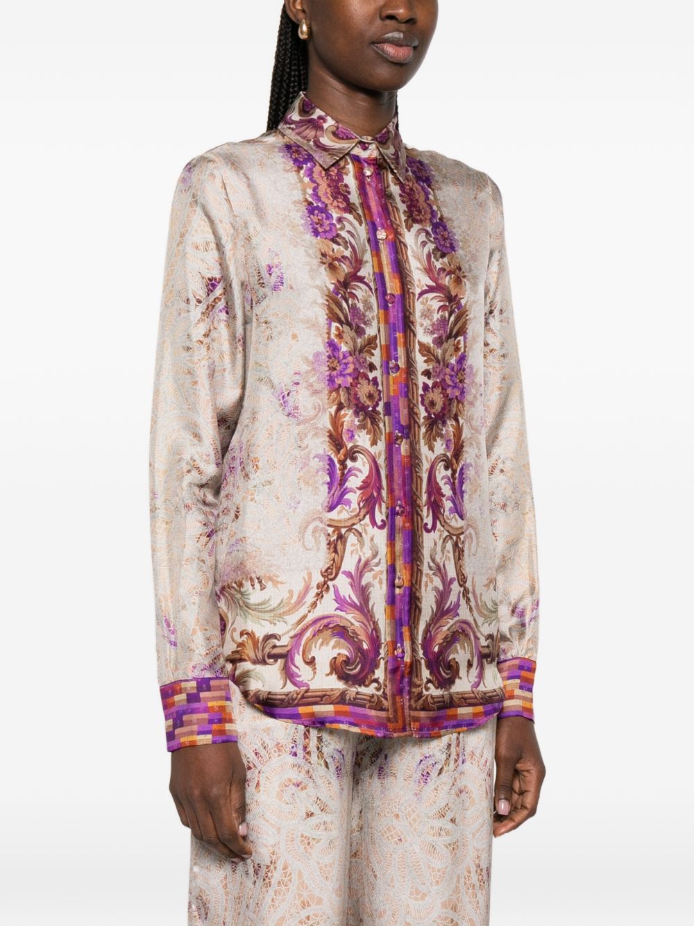 Pierre Louis Mascia Floral Silk Classic Shirt Pink