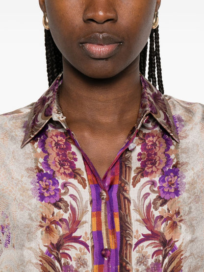 Pierre Louis Mascia Floral Silk Classic Shirt Pink