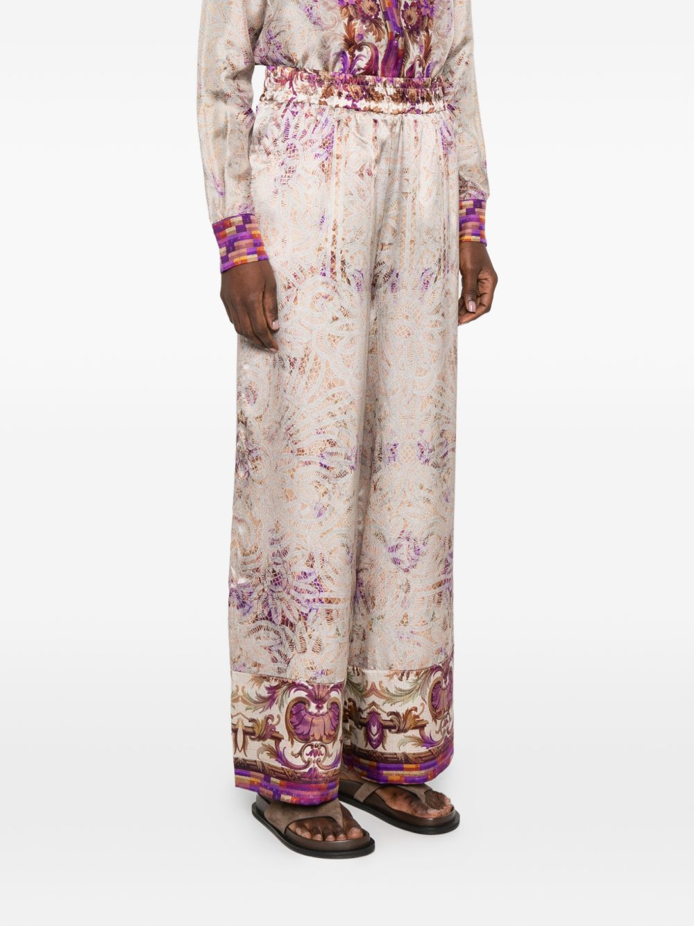 Pierre Louis Mascia Wide Leg Silk Trousers Pink pink