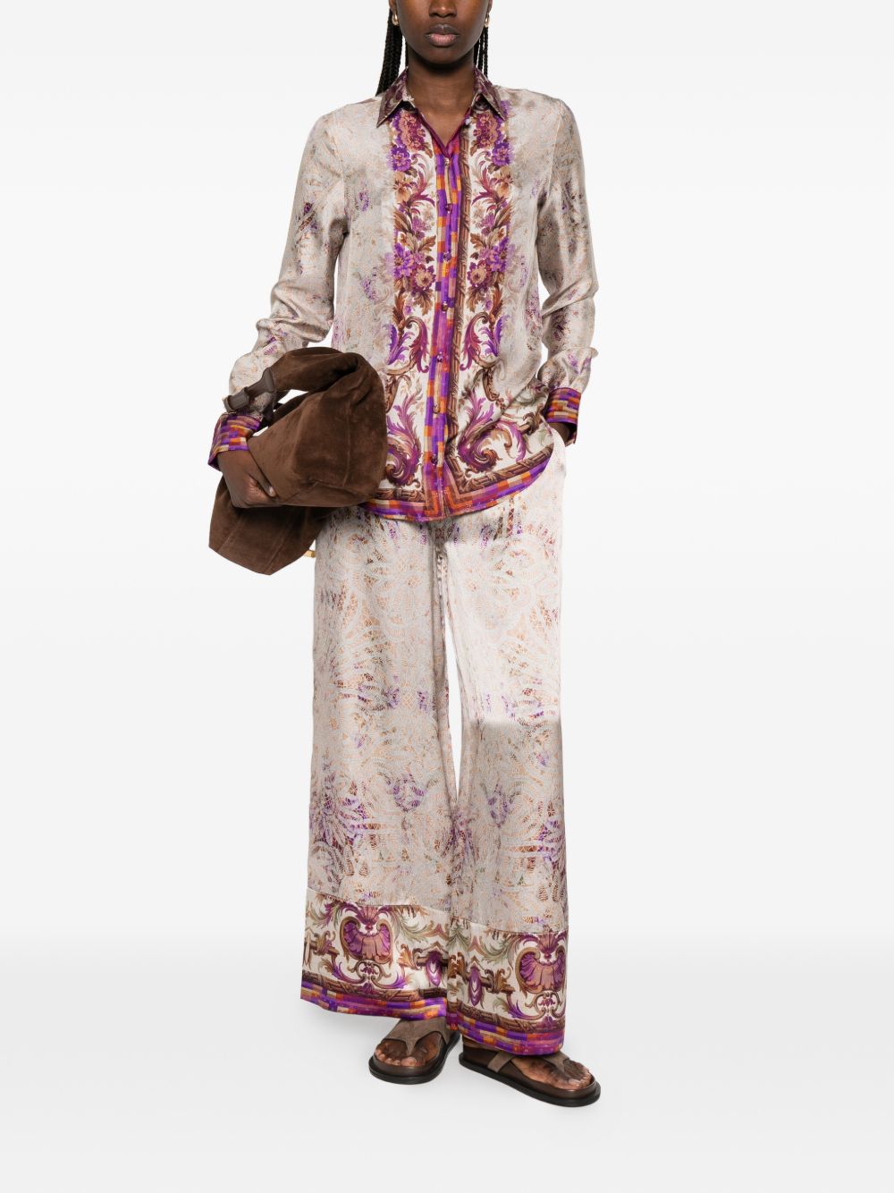 Pierre Louis Mascia Wide Leg Silk Trousers Pink pink