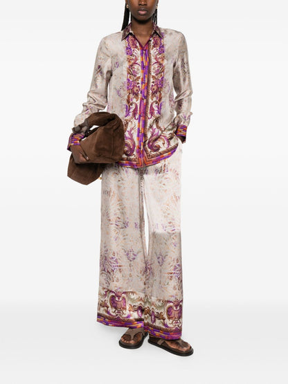 Pierre Louis Mascia Wide Leg Silk Trousers Pink pink