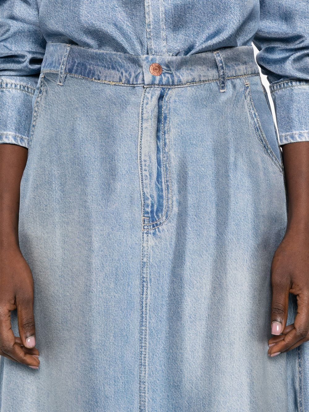 Pierre Louis Mascia Silk Seam-Detail Skirt Clear Blue