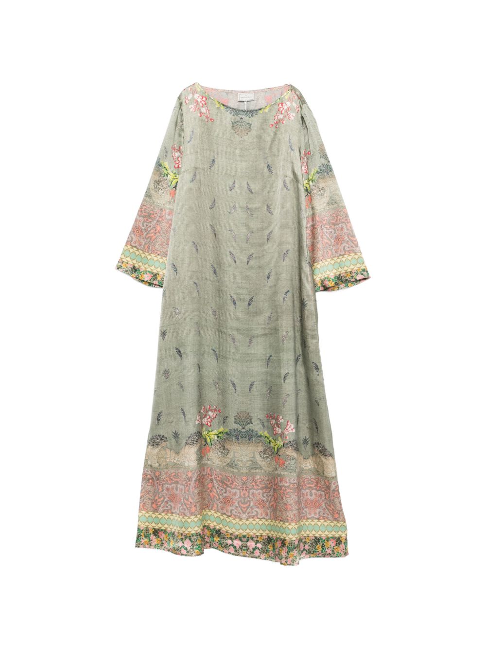 Pierre Louis Mascia Floral Silk Dress Khaki