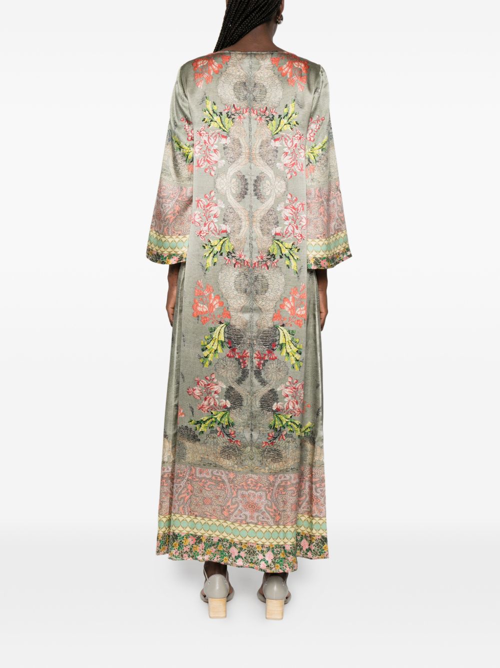 Pierre Louis Mascia Floral Silk Dress Khaki
