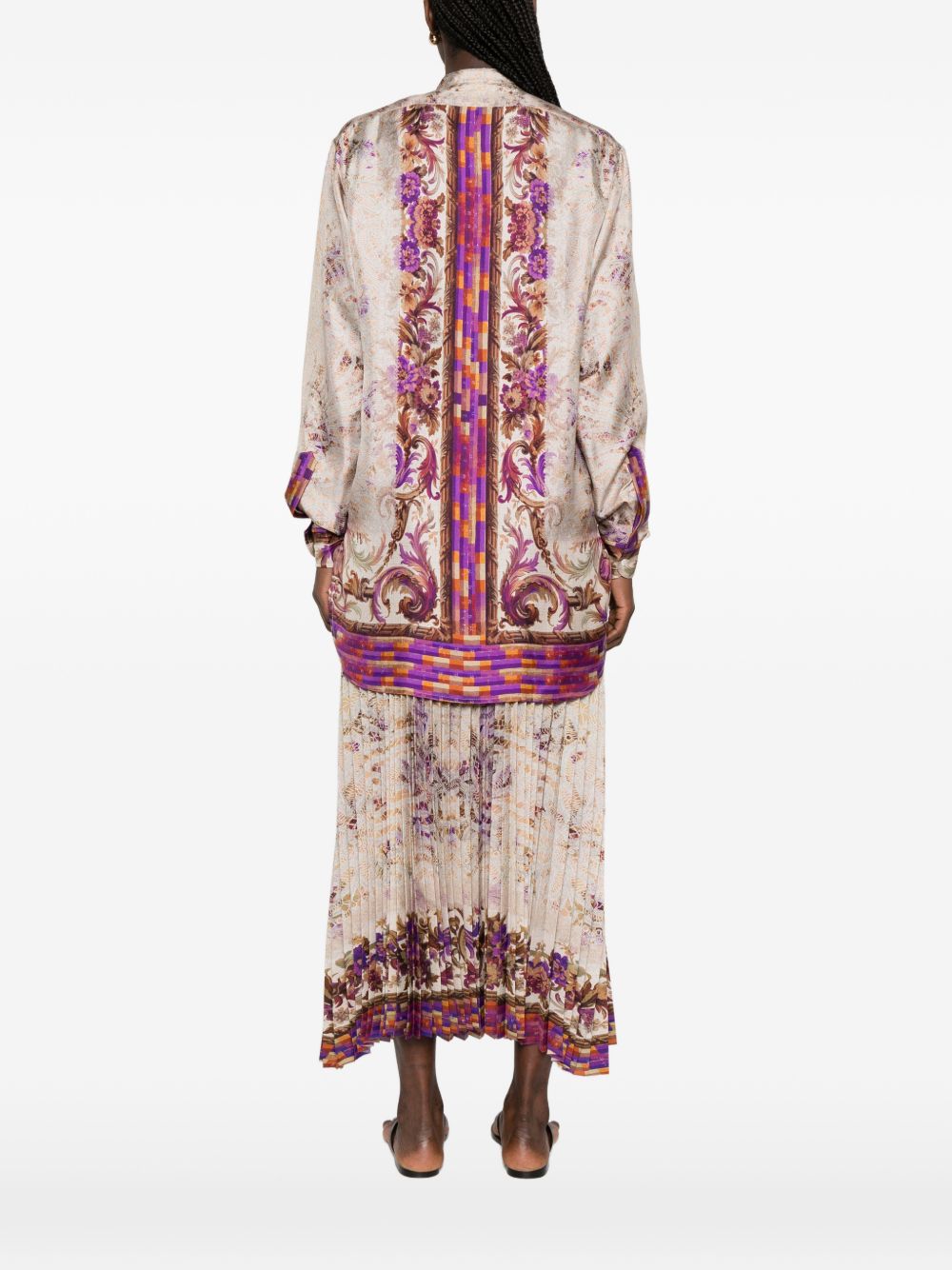 Pierre Louis Mascia Floral Silk Mandarin Shirt Pink