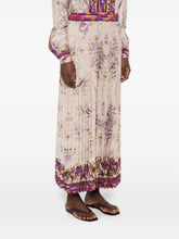 Pierre Louis Mascia Floral Pleated Silk Skirt Pink