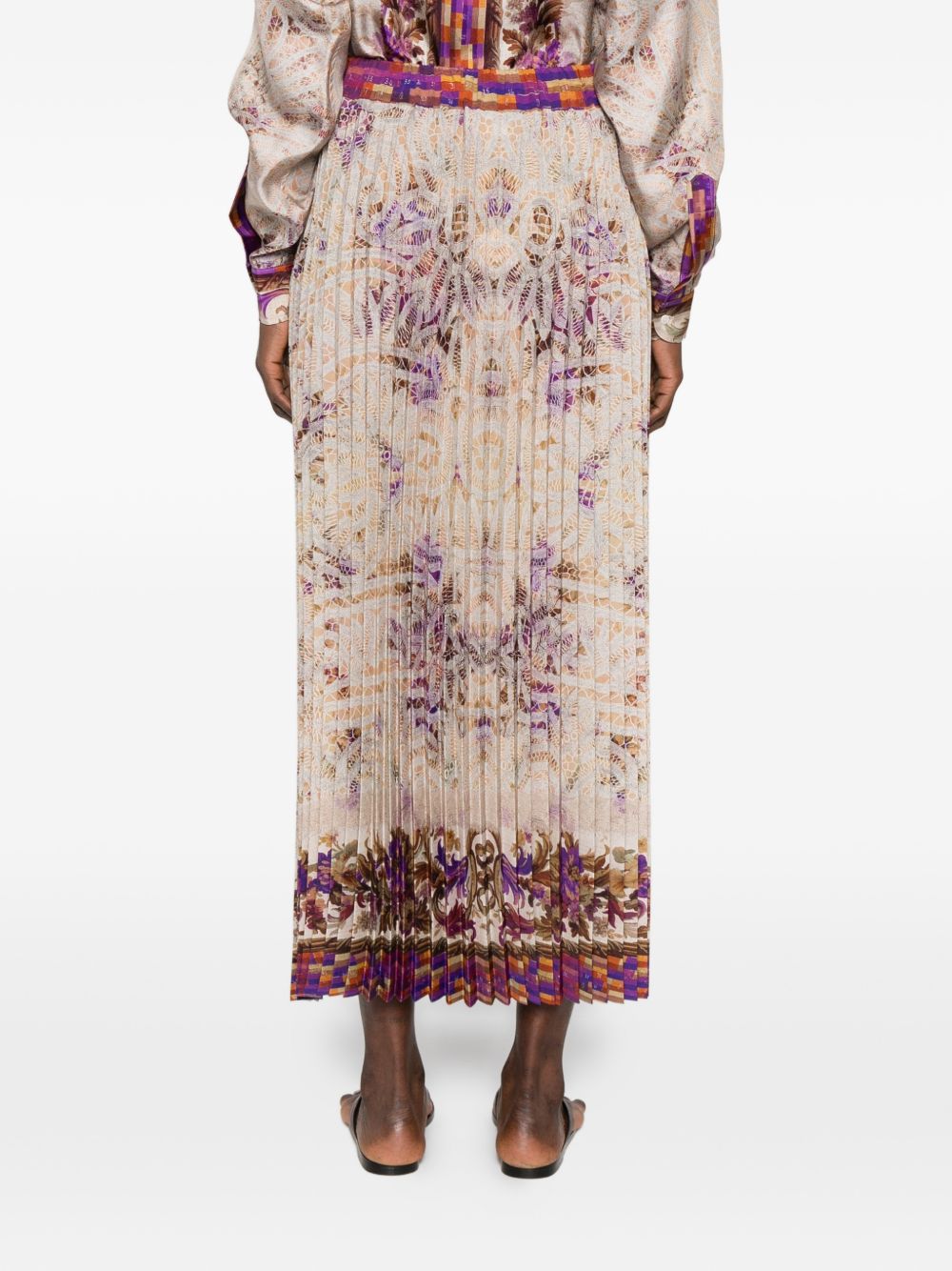 Pierre Louis Mascia Floral Pleated Silk Skirt Pink