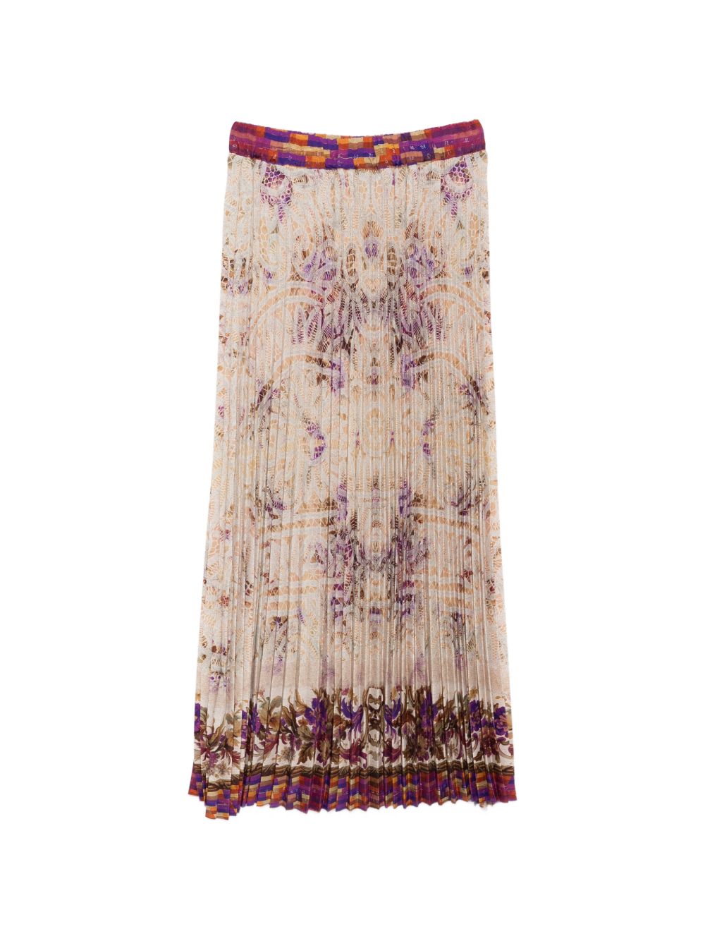 Pierre Louis Mascia Floral Pleated Silk Skirt Pink