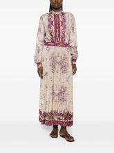 Pierre Louis Mascia Floral Pleated Silk Skirt Pink