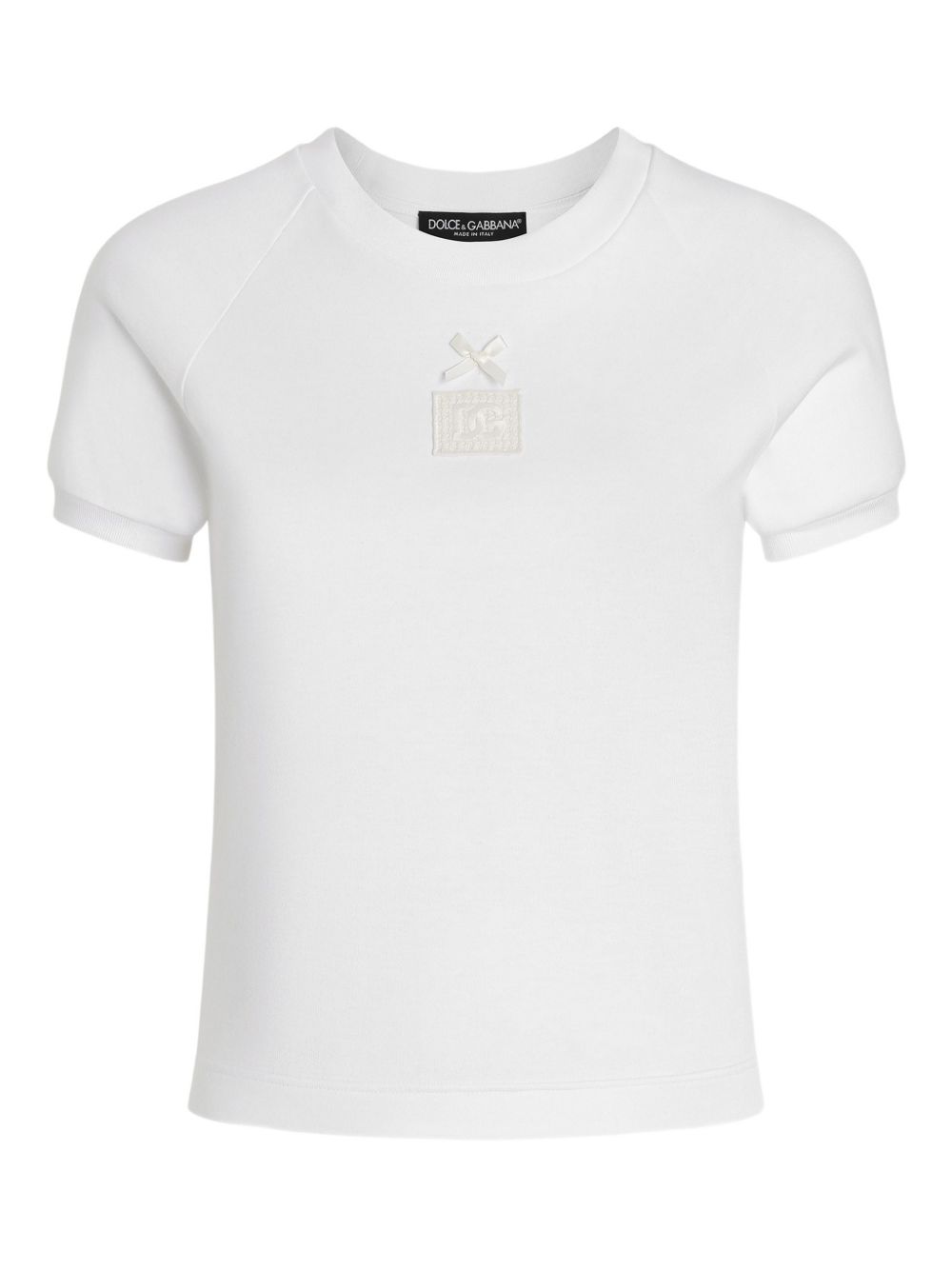 Dolce &amp; Gabbana Bow Cotton Logo T-Shirt White
