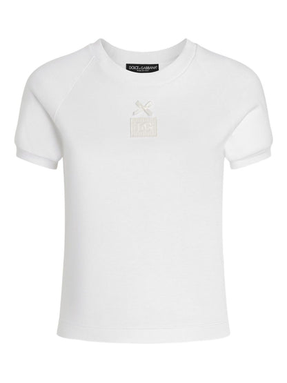 Dolce &amp; Gabbana Bow Cotton Logo T-Shirt White