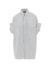 balenciaga striped cotton short sleeve shirt white white